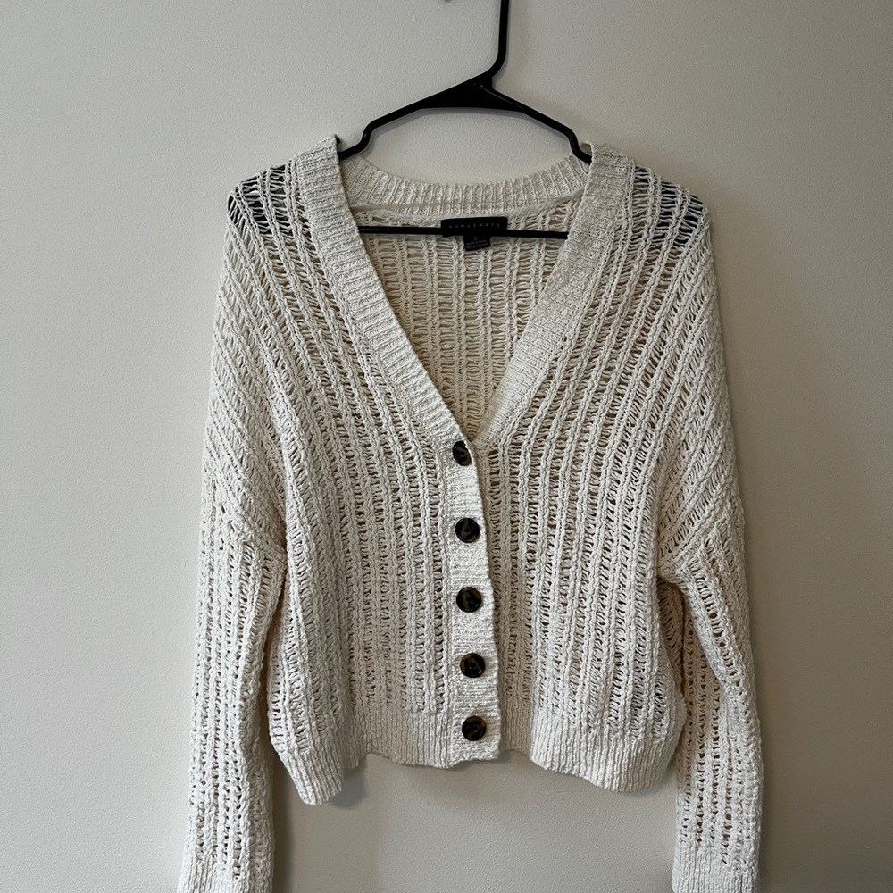 Women's Cream Button-Up Sweater